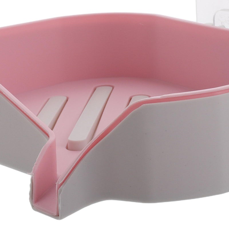 Large Wall Mounted Soap Dish With Hook Pink White No Drill Bathroom Shower Storage Basket - Image 4