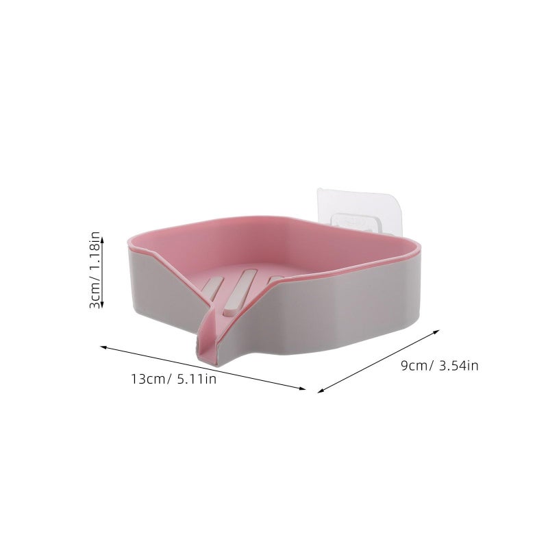 Large Wall Mounted Soap Dish With Hook Pink White No Drill Bathroom Shower Storage Basket - Image 3