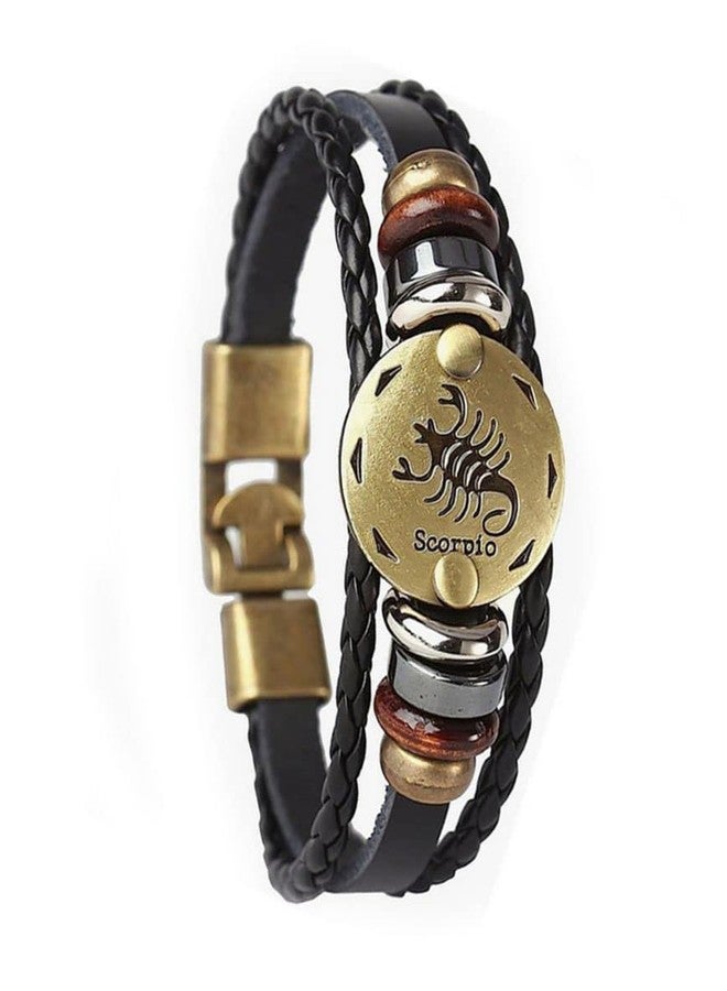 vmcoatdu 12 Zodiac Constellations Scorpio Retro Alloy Leather Bracelet for Constellation Braided Rope Bracelet Bangle (Scorpio, Wrist circumference 8.8inch/22.5cm) - Image 1