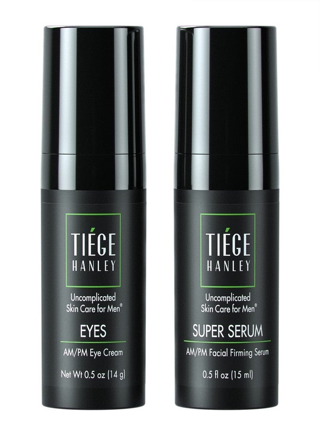 Tiege Hanley Morning and Night Facial Firming Serum (SUPER SERUM) and Eye Cream (EYES) for Men | Anti-Aging Pack | Sodium Hyaluronate and Retinyl Palmitate for Tighter, Smoother Skin | Caffeine to Fight Dark Circles | 0.5 ounces each - Image 1