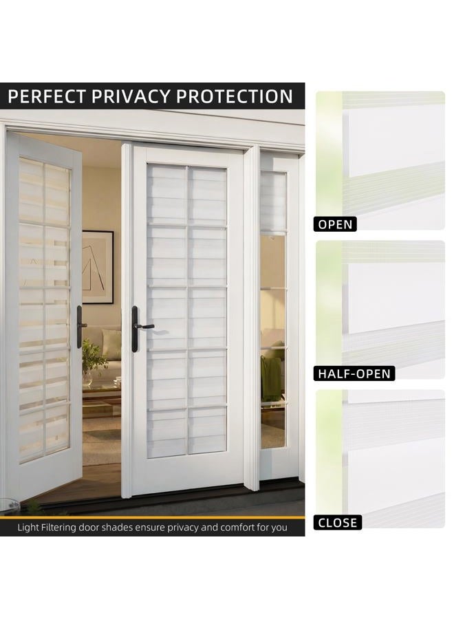 LazBlinds ستائر زيبرا بدون حفر للأبواب الفرنسية، ستائر بدون حبال للأبواب بعرض تغطية 20 بوصة، تصميم بفجوة صغيرة لتصفية الضوء، ستائر شفافة للنوافذ الداخلية، 20 5/8 بوصة عرض × 24 بوصة طول، أبيض - Image 4