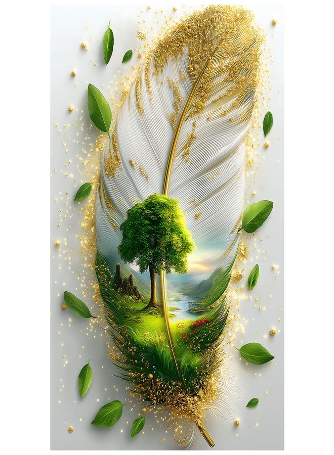 PICKFORU Nature Art Puzzles for Adults 1000 Pieces, Feather Artwork Tree Plant Jigsaw Puzzle Scenic, River Landscape Puzzle Scenery Challenging for Adults - Image 1