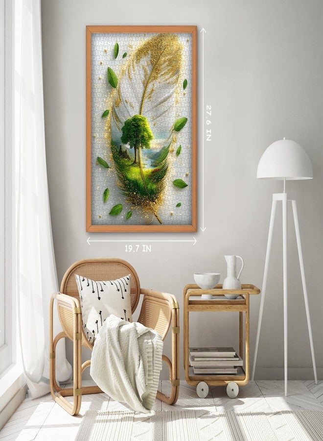 PICKFORU Nature Art Puzzles for Adults 1000 Pieces, Feather Artwork Tree Plant Jigsaw Puzzle Scenic, River Landscape Puzzle Scenery Challenging for Adults - Image 5