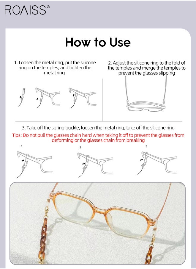 roaiss 3Pcs Acrylic Glasses Chains for Women, Eyewear Strap Holders Hanging Neck Rope Windproof Mask Lanyard Eyeglasses Accessory, 75cm  - Image 4