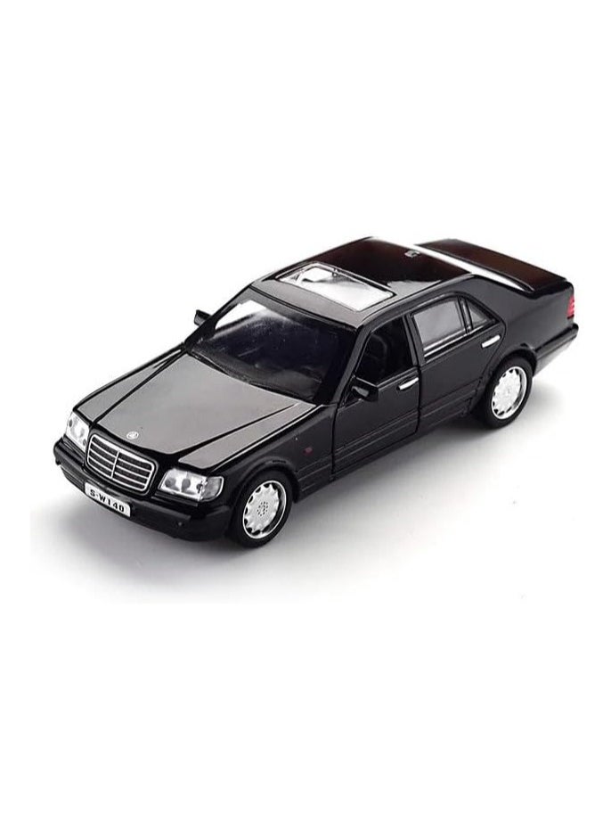 Toys Mercedes Ghost S600 V12 black metal kit car with headlights - 1:32  - Image 1