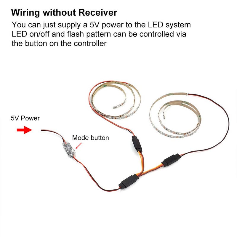 elechawk Remote Controlled LED Light Strip for RC Fixed Wing Airplane Flying Wing Plane AR Wing Drone Model Car Truck - Image 4