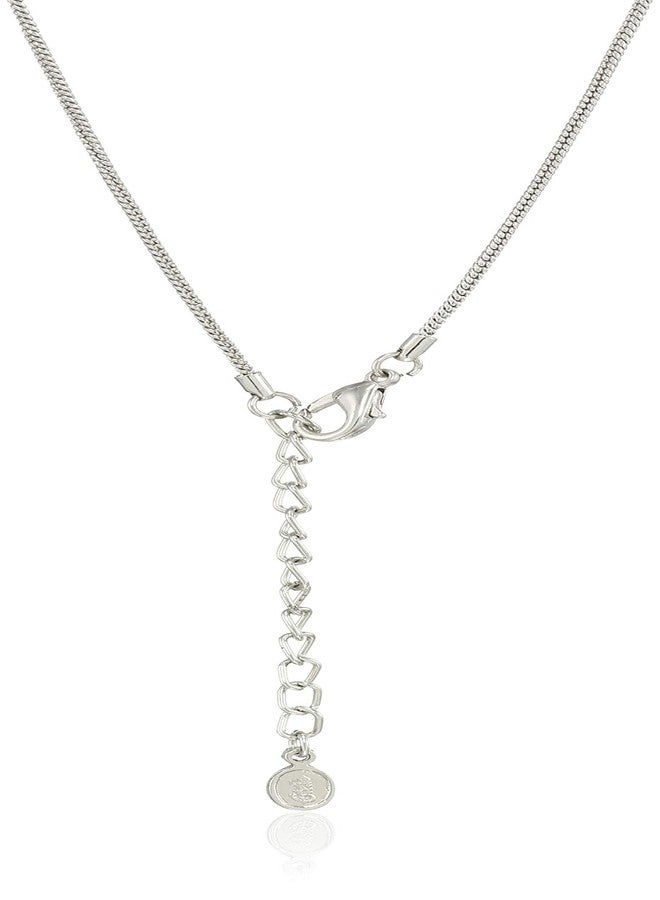 Estele Rhodium plated drop pendant with big fancy Austrian Crystal for women - Image 3