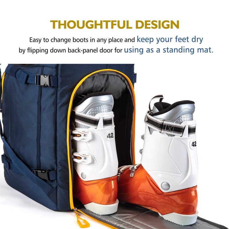 Unigear Ski Boot Bag, 50L Ski Boot Travel Backpack for Ski Helmet, Goggles, Gloves, Skis, Snowboard & Accessories (Blue) - Image 5