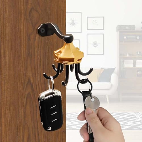 VOLO Premium Home Keys Metal Key Holder, Rotating Type, Jhummar Style - 6 Hook - Decorative Items for Home Decor, Key Holder for Home, Keychain Hangers (Jhummar Black- Rose Gold, 1) - Image 3