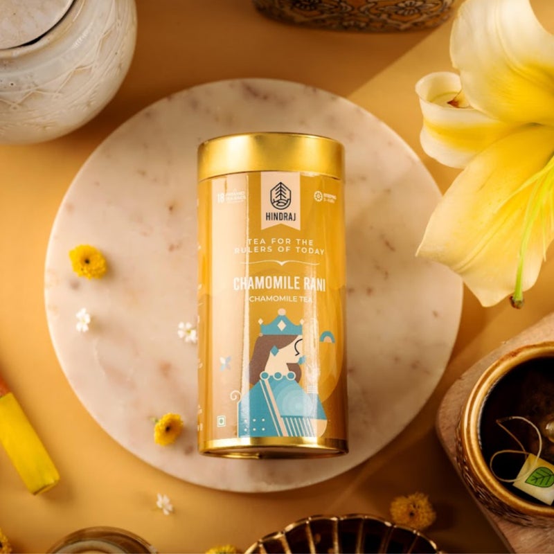 House of Hindraj | Chamomile Rani | Herbal Tea | 18 Pyramid tea Bags | Chamomile Flowers, Individually Wrapped, Gluten‚ÄëFree, Caffeine‚ÄëFree, Relaxing Green Tea, No Added Sugar | Stress Relief & Sleep Support - Image 5