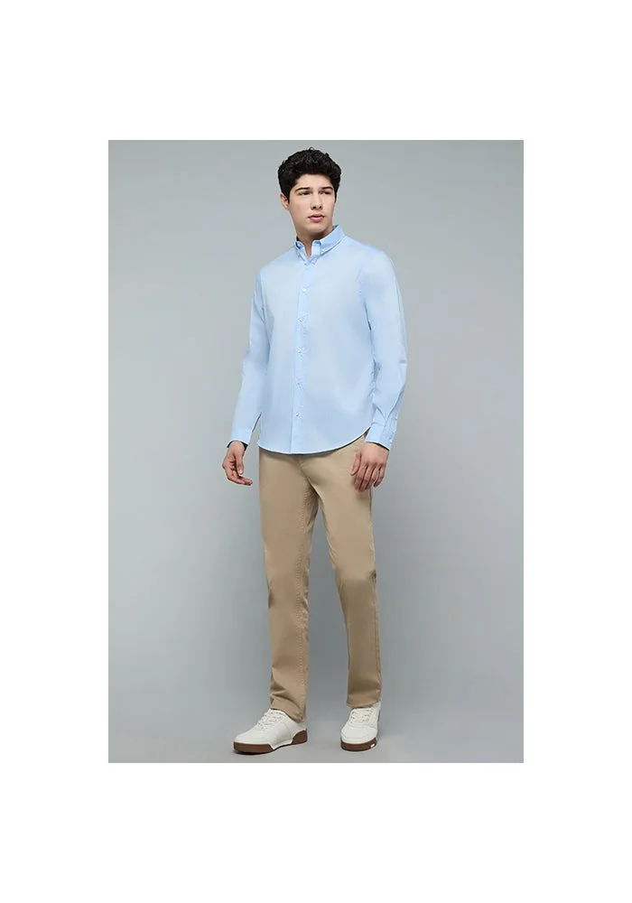 R&b Solid Shirt with Button-Down Collar and Long Sleeves