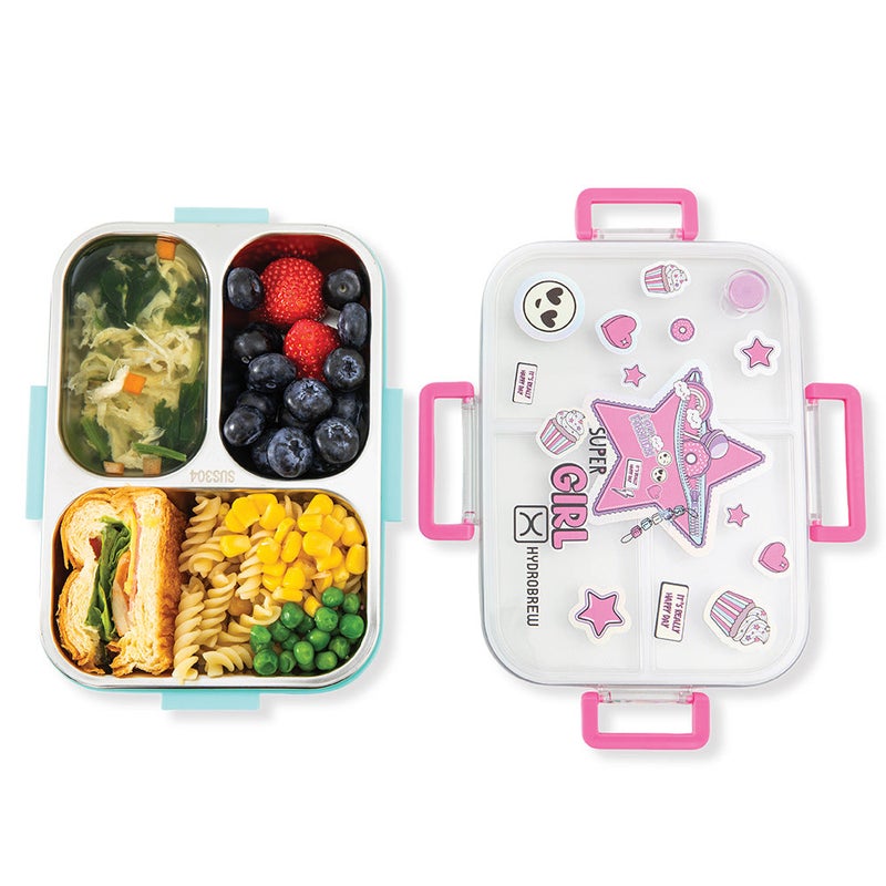 HydroBrew Steel Core Bento Lunch Box 3 Compartment 750ml – Teal Spark - Image 4