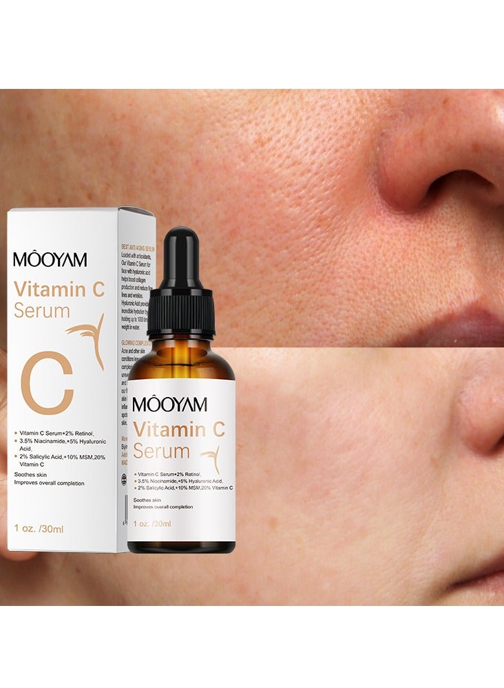 MOOYAM Vitamin C Face Serum for Wrinkles & Anti-Aging – Brightening Serum with Hyaluronic Acid  - Image 3