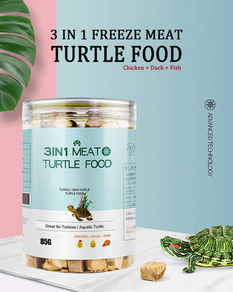 BNYEE 3 in 1 Meat Turtle Food - Chicken & Duck & Fish Meat Natural Freeze Dried Human-Grade Turtle Treats - Image 2