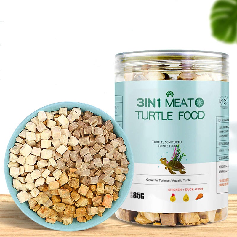 BNYEE 3 in 1 Meat Turtle Food - Chicken & Duck & Fish Meat Natural Freeze Dried Human-Grade Turtle Treats - Image 1
