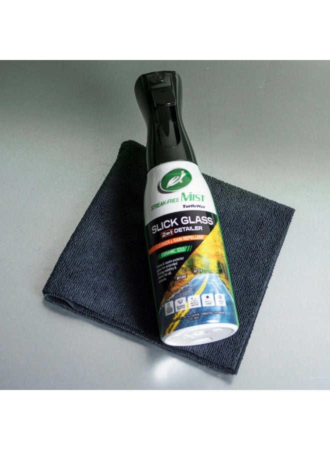 Turtle wax Streak Free Mist Slick Glass 2 In 1 Detailer Cleaner & Rain Repellent Ceramic Repel & Protect Snow & Ice 591 ML - Image 5