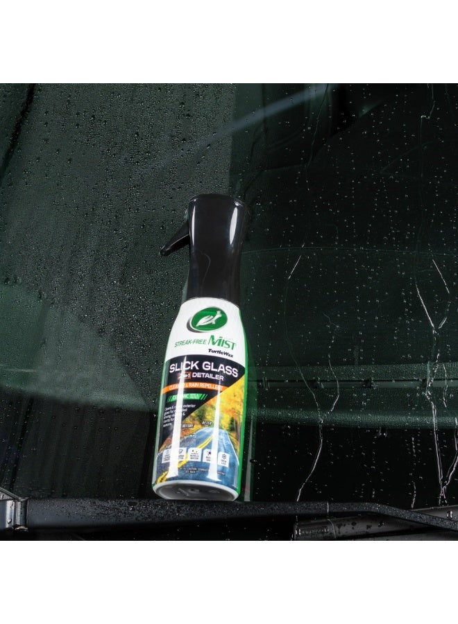 Turtle wax Streak Free Mist Slick Glass 2 In 1 Detailer Cleaner & Rain Repellent Ceramic Repel & Protect Snow & Ice 591 ML - Image 2