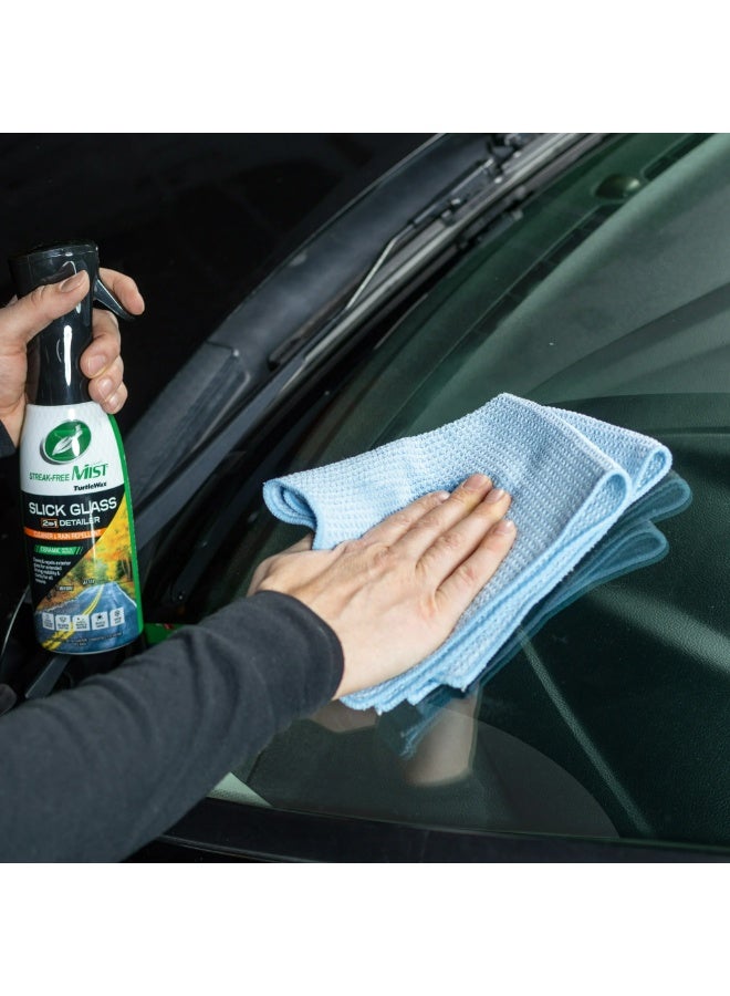 Turtle wax Streak Free Mist Slick Glass 2 In 1 Detailer Cleaner & Rain Repellent Ceramic Repel & Protect Snow & Ice 591 ML - Image 3