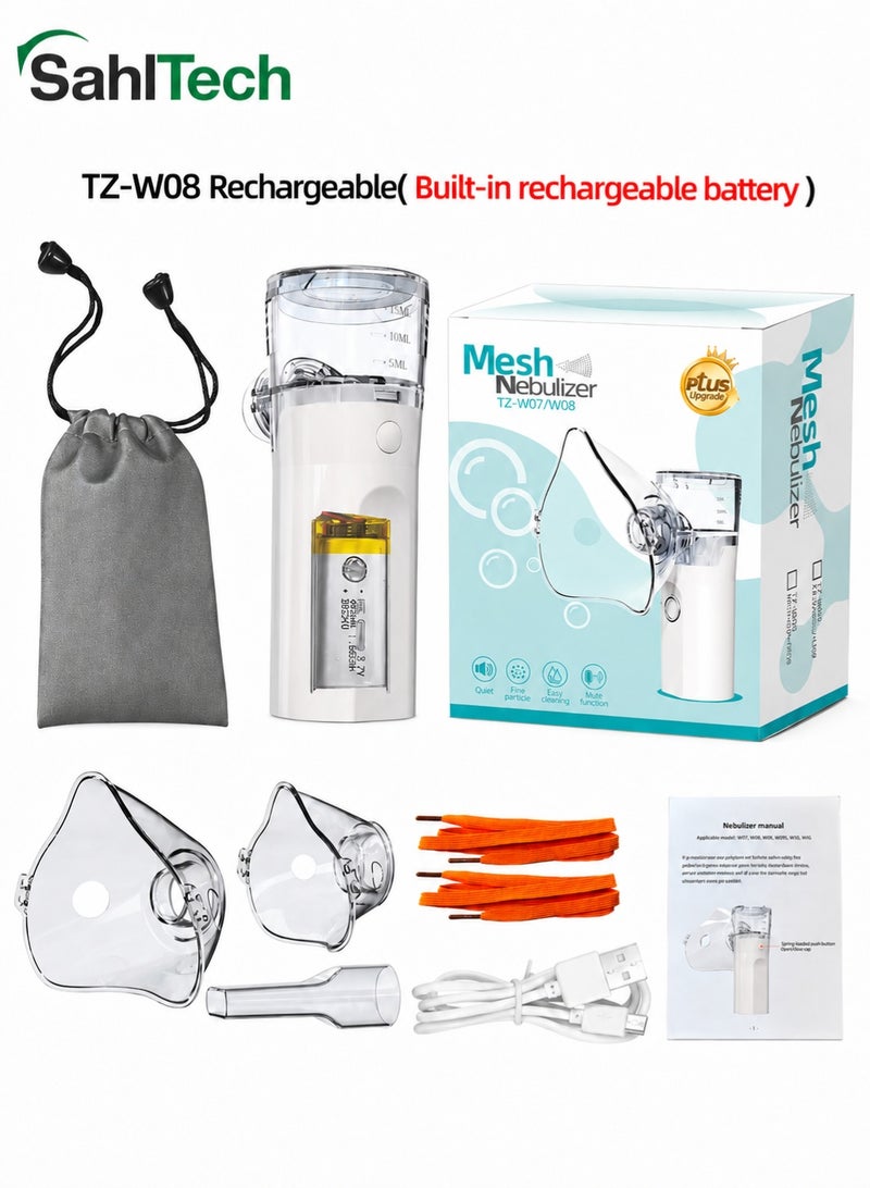 SahlTech Upgraded Mini Nebulizer Machine for Adults & Kids, Portable USB Rechargeable Handheld Nebulizer with 2 Masks, 2 Adjustable Atomization Modes, Silent Ultrasonic Micro-Mesh Steam Inhaler for Home Reusable Use - Image 1