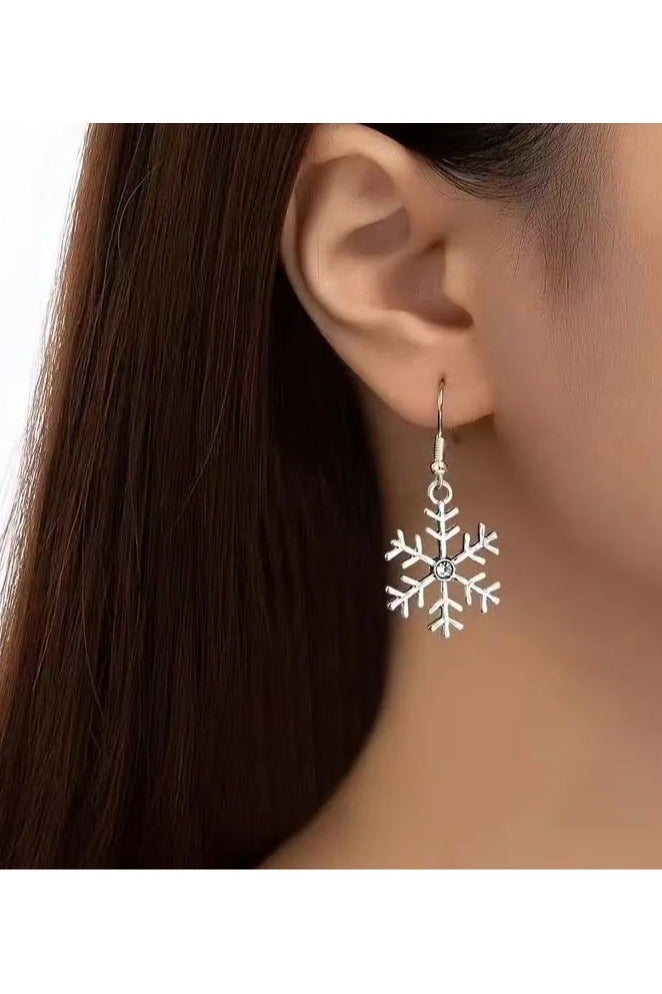 Home Clearance Sale Elegant Snowflake Drop Dangle Earrings for Women - Christmas Holiday Festive Zinc Alloy No-Plating Ear Jewelry with Hook, Perfect for Banquet and Special Occasions - Nickel-Free, All Seasons Accessory - Image 1