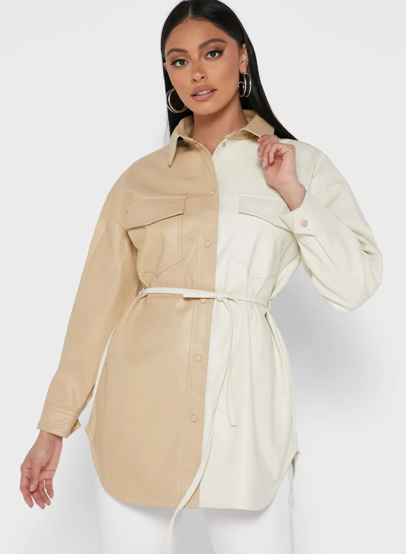 VERO MODA Colorblock Button Down Shirt