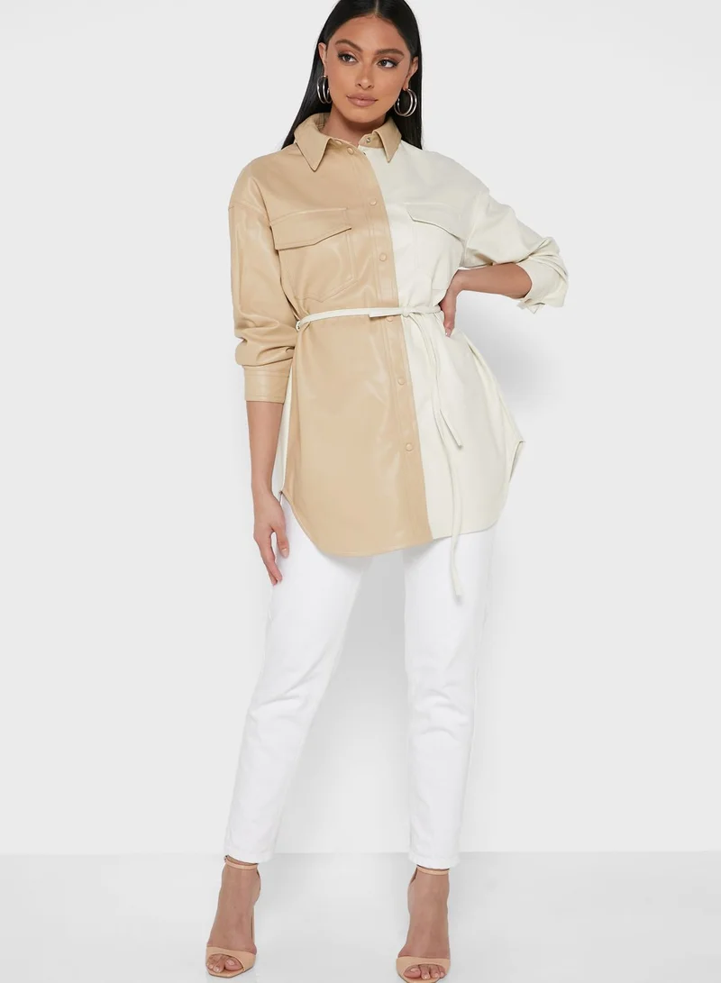 VERO MODA Colorblock Button Down Shirt
