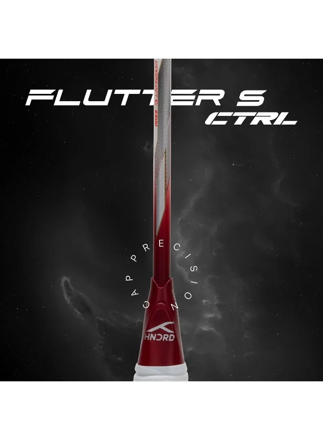 HUNDRED Flutter S Ctrl Carbon Fibre Unstrung Badminton Racket With Full Racket Cover For Intermediate Players (80G, Maximum String Tension - 32Lbs)