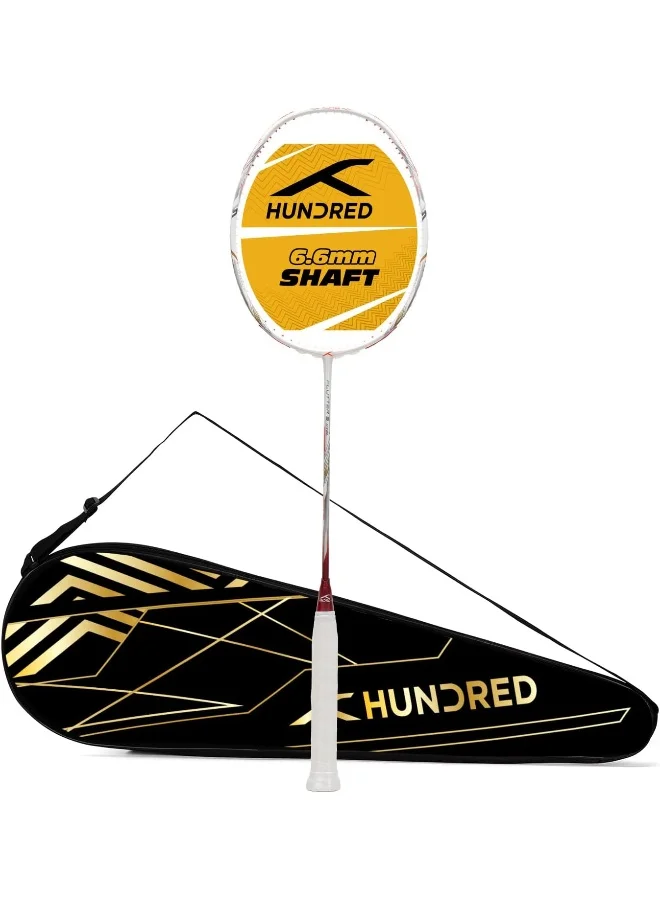 HUNDRED Flutter S Ctrl Carbon Fibre Unstrung Badminton Racket With Full Racket Cover For Intermediate Players (80G, Maximum String Tension - 32Lbs)