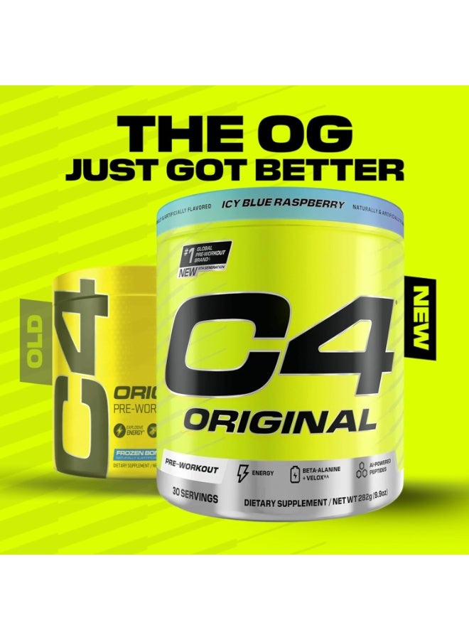 C4 Original Pre-Workout Powder – Icy Blue Razz, 30 Servings | Sugar-Free Energy Drink With 200Mg Caffeine, Beta-Alanine & Vitamin C – For Men & Women