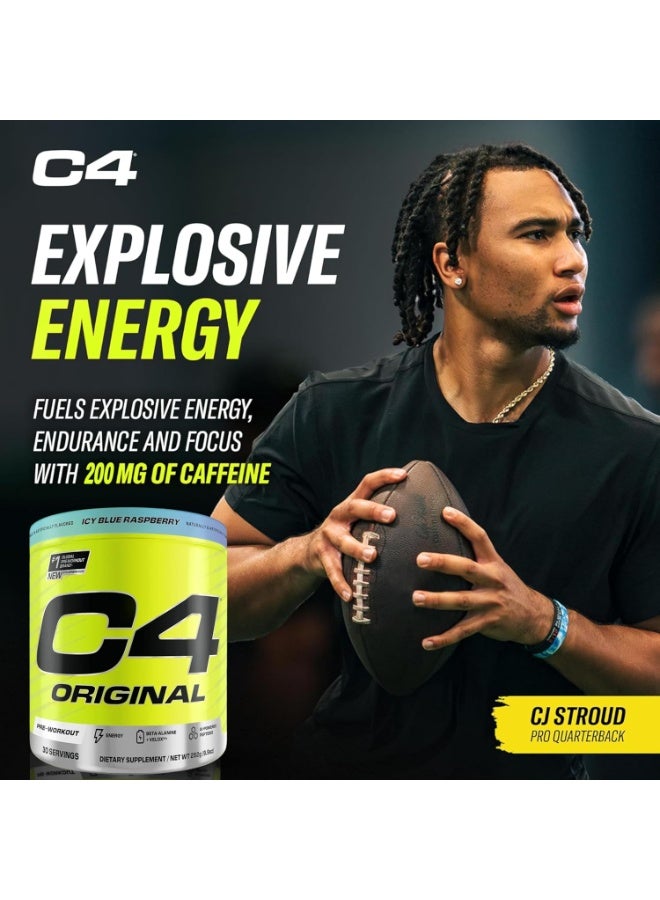 C4 Original Pre-Workout Powder – Icy Blue Razz, 30 Servings | Sugar-Free Energy Drink With 200Mg Caffeine, Beta-Alanine & Vitamin C – For Men & Women