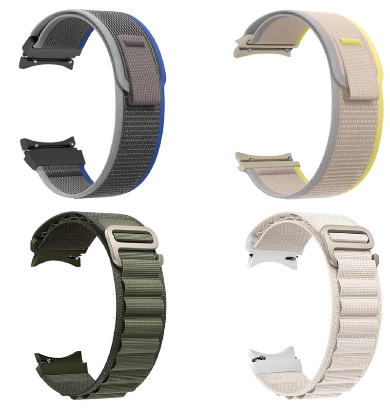 FOLX FAB77 Watch Straps/Bands Compatible With Samsung Galaxy Watch 5 Pro/Galaxy Watch 6/5/4 40mm 44mm/ Galaxy Watch 4 Classic 46mm [ COMBO OF 4 ] (BLUE/YELLOE/GREEN/STARLIGHT) - Image 1