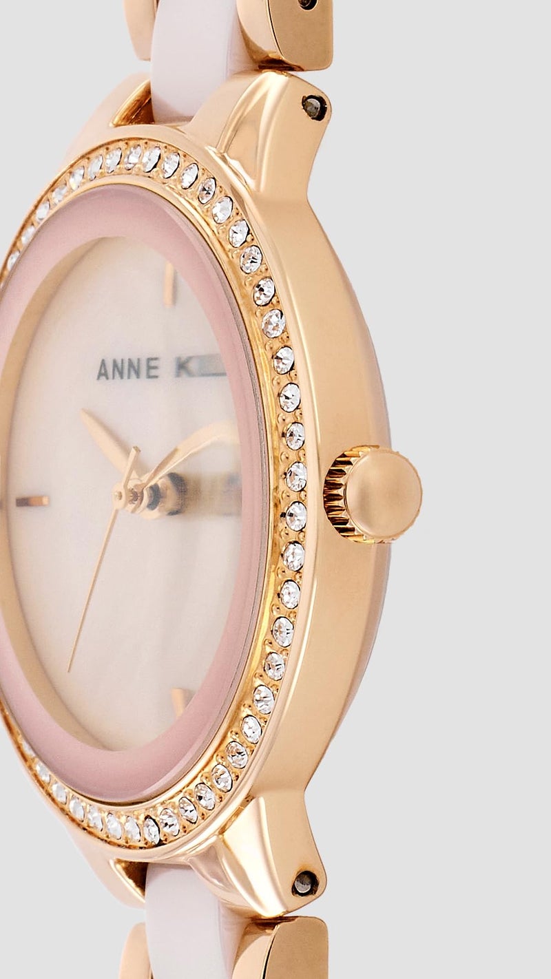 Anne Klein Quartz Analog Mother of Pearl Dial Two Toned Gold & Pink Ceramic Strap Watch for Women - NEAK1418RGLP - Image 5