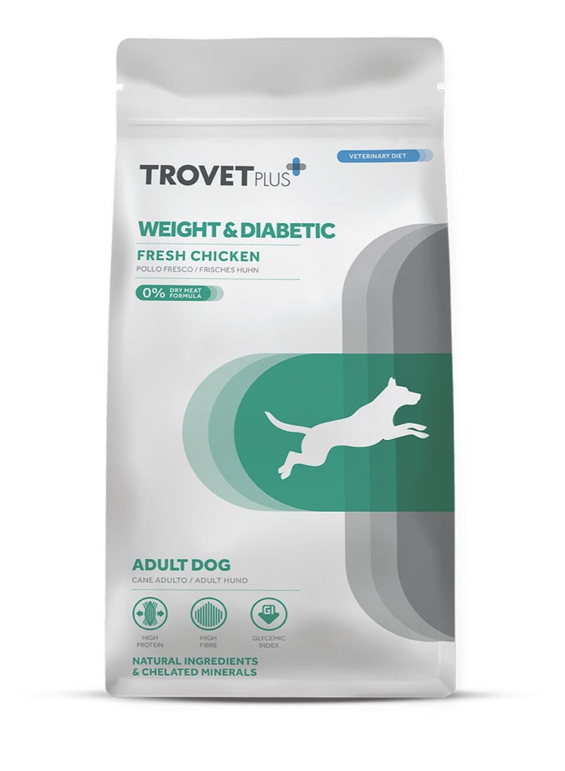 Trovet Trovet Plus Adult Dog Weight & Diabetic Chicken Veterinary Diets 3kg - Image 1
