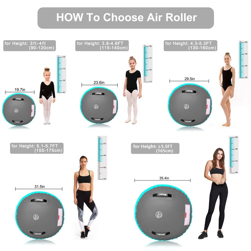 AWSUM Air Roller Gymnastics Barrel Inflatable Tumbling Mat Back Handspring Trainer for Octagon Mat Gym Home Gymnastics Equipment 1PCSï¼ŒNo Electric Pump - Image 3