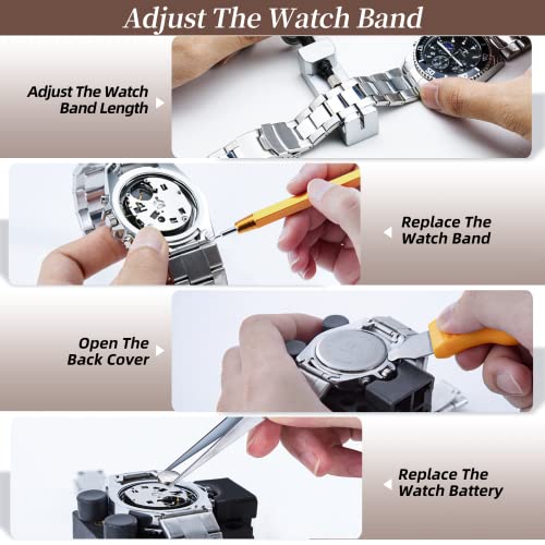 Eventronic Watch Repair Kit, Watch Link Removal Tool, Watch Battery Replacement Tool, Watch Back Case Opener, Spring Bar Tool Set with Brown Bag, Suitable for Battery Replacement and Strap disassemble - Image 3