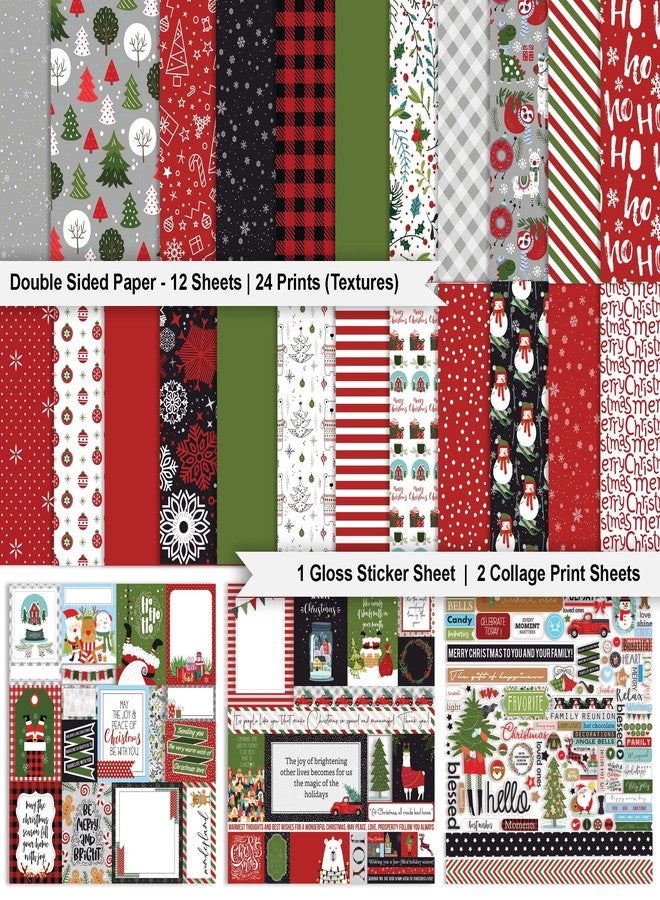Inkdotpot Red Green Christmas Theme Collection Double,Sided Scrapbook Paper Kit Cardstock 12"x12" Card Making Paper Pack of with Sticker Sheet - 16 Pages - Brown & Yellow - Image 2