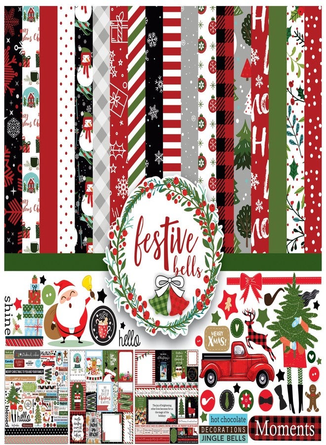 Inkdotpot Red Green Christmas Theme Collection Double,Sided Scrapbook Paper Kit Cardstock 12"x12" Card Making Paper Pack of with Sticker Sheet - 16 Pages - Brown & Yellow - Image 1