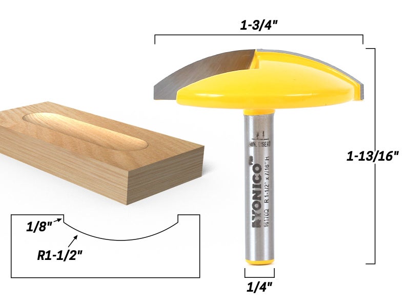 YONICO Horizontal Crown Router Bit 1-1/2-Inch Radius 1/4-Inch Shank 16170q - Image 2