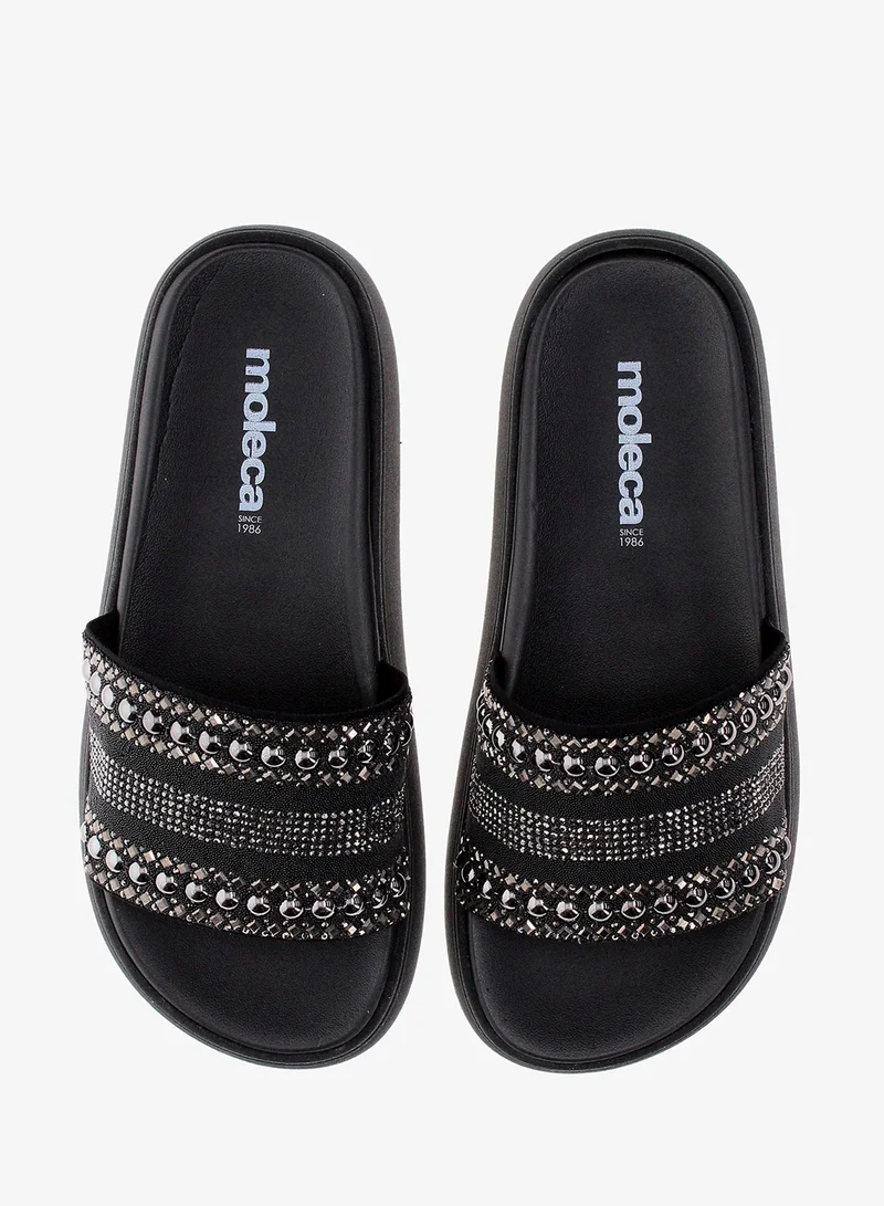 Moleca Black Flat Sandals for Women – Stylish & Comfortable Everyday Wear for Women | Best Price UAE