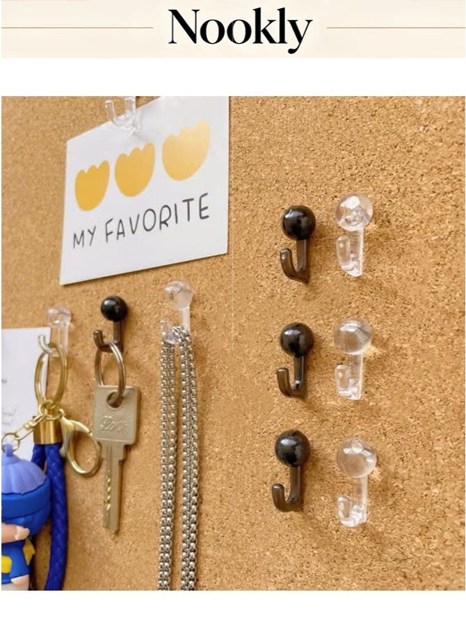 nookly 50 Pieces Push Pins, 0.98 Inch Plastic Pushpins Black and Transparent Push Pins Thumb Tacks Decorative for Notice Board Cork Board Home School Office - Image 1