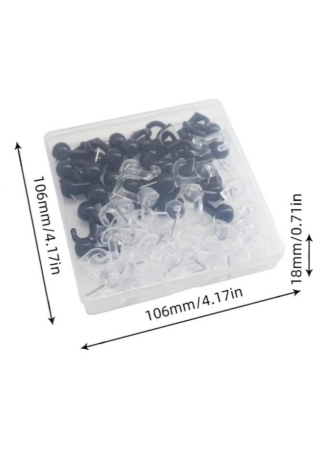 nookly 50 Pieces Push Pins, 0.98 Inch Plastic Pushpins Black and Transparent Push Pins Thumb Tacks Decorative for Notice Board Cork Board Home School Office - Image 4
