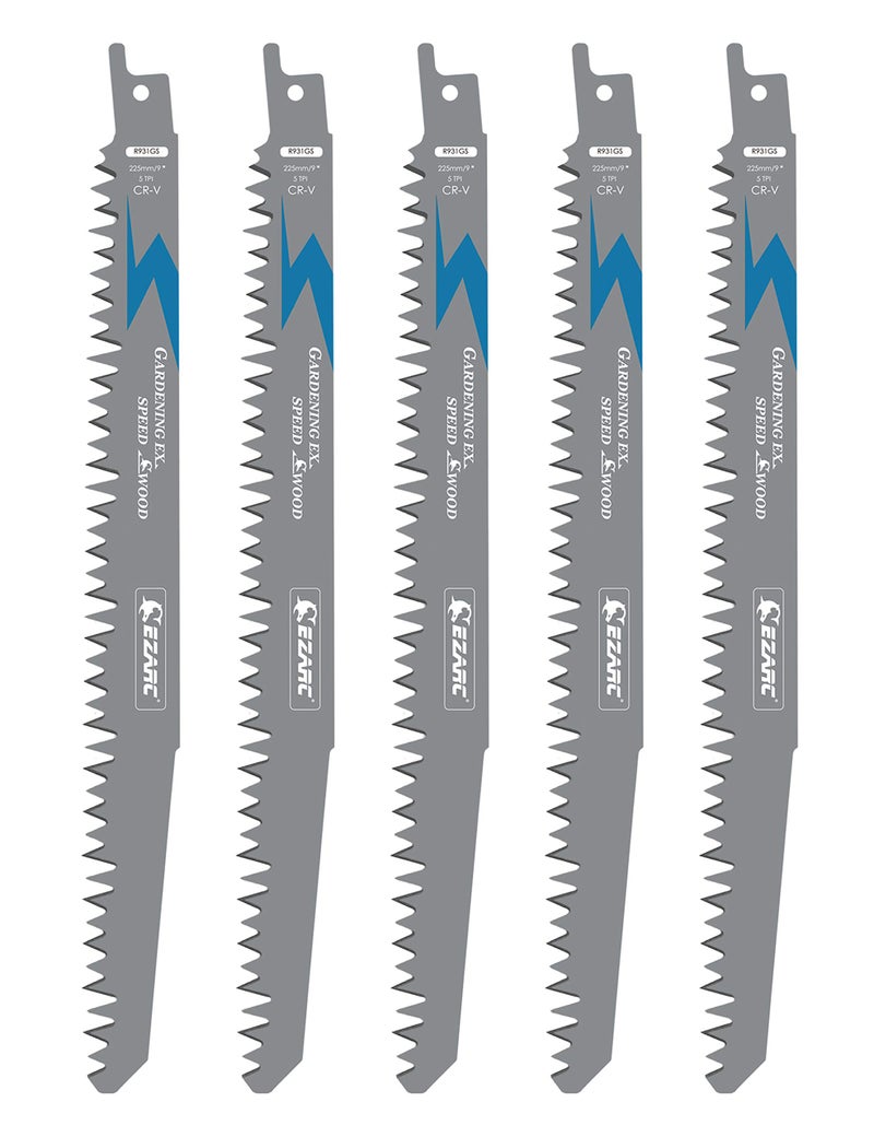 EZARC Wood Pruning Reciprocating Saw Blade, 9-Inch Recip Saw Blades R931GS 5TPI (5-Pack) - Image 1