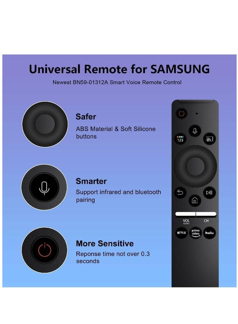PopZa Replacement Voice Remote Control Compatible With Samsung Crystal UHD QLED LCD Curved 4K 8K Smart TVs with Netflix, Prime Video, hulu - Image 3