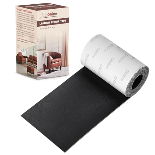 ONine Leather Repair Tape,Self Adhesive Leather Repair Patch,Leather Patches for Furniture,Sofa,Car Seats,Office Chair. Vinyl Repair Kit 3x60in (Black) - Image 1