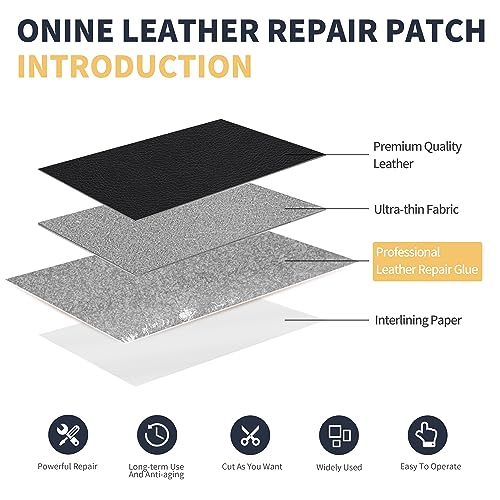 ONine Leather Repair Tape,Self Adhesive Leather Repair Patch,Leather Patches for Furniture,Sofa,Car Seats,Office Chair. Vinyl Repair Kit 3x60in (Black) - Image 3