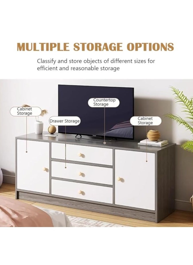 Generic 65 Inch TV Cabinet TV Cabinet TV Table with Cabinets and Drawers Wooden TV Entertainment Stand Desk TV Television Desk for Living Room, Bedroom（140*29*54CM）  - Image 3