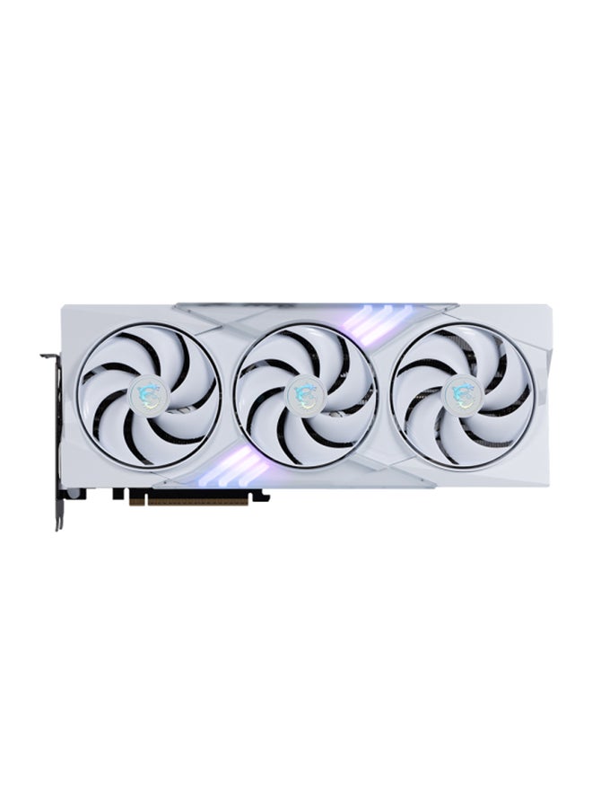 MSI GeForce RTX 5080 16GB GAMING TRIO OC WHITE Graphics Card - NVIDIA GeForce RTX 5080, 2715 MHz Boost, 10752 CUDA Cores, 16GB GDDR7, 256-bit Memory, PCIe Gen 5, DisplayPort 2.1 x 3, HDMI 2.1, HDCP Support, 360W Power Consumption, 850W PSU Recommended, 7680x4320 Digital Resolution, G-SYNC, DirectX 12 Ultimate, 4.6 OpenGL, 4 Max Displays | 912-V531-048 Silver - Image 2