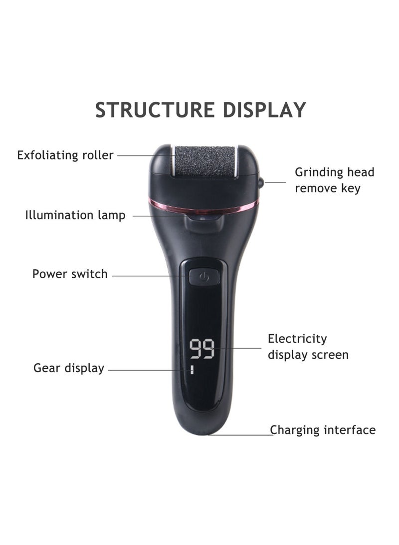جهاز كهربائي قابل لإعادة الشحن لطحن القدمين بشاشة رقمية لإزالة الجلد الميت من القدمين - Image 4