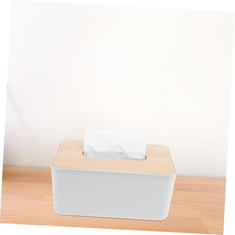 Modern Minimalist Desktop Tissue Box Cover Wooden Home Office Storage Holder - Image 3