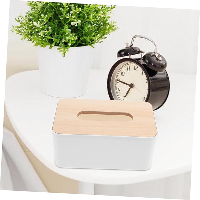 Modern Minimalist Desktop Tissue Box Cover Wooden Home Office Storage Holder - Image 4